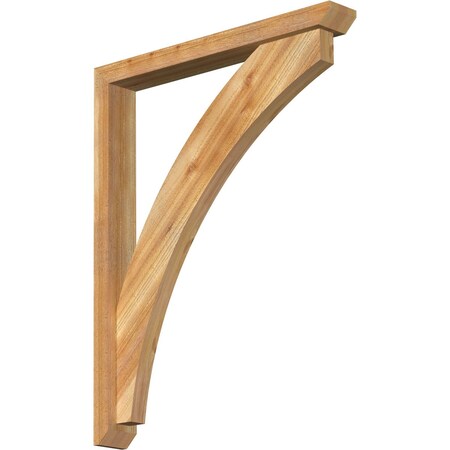 Ekena Millwork Thorton Slat Rough Sawn Bracket w/ Offset Brace, Western Red Cedar, 4"W x 30"D x 38"H BKT0402X30X38THR06RWR